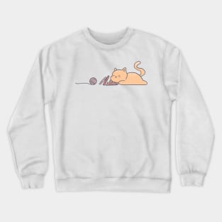 Sleepy Study Orange Cat With a Ball of Yarn Crewneck Sweatshirt